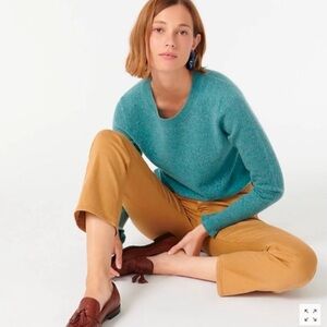 J. Crew 100% Cashmere Teal Pullover Classic Fit Crewneck Sweater size Medium